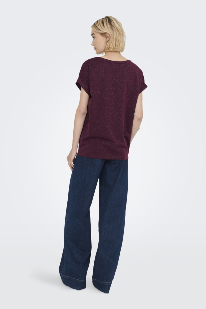 ONLMOSTER GLITTER S/S TOP NOOS JRS 15356991 CHOCOLATE TRUFFL/CHOCOLATE
